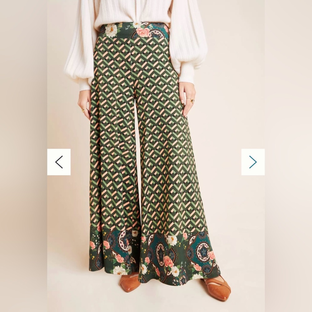 NWT Farm Rio For Anthropologie Amie Knit Wide-Leg Palazzo Pants - Picture 2 of 11